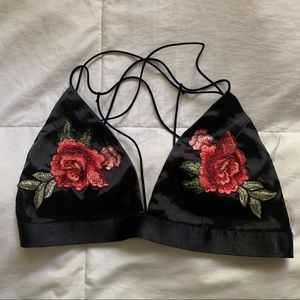 Silky satin floral bra top / bralette